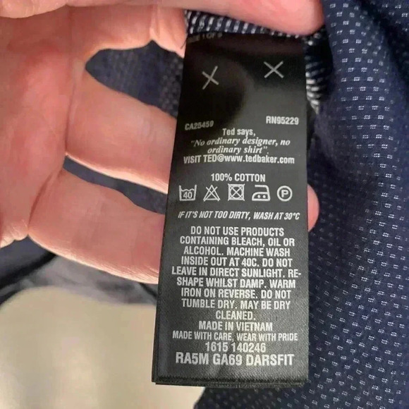 Ted Baker Endurance navy blue  button down shirt 32/33 - Picture 7 of 8